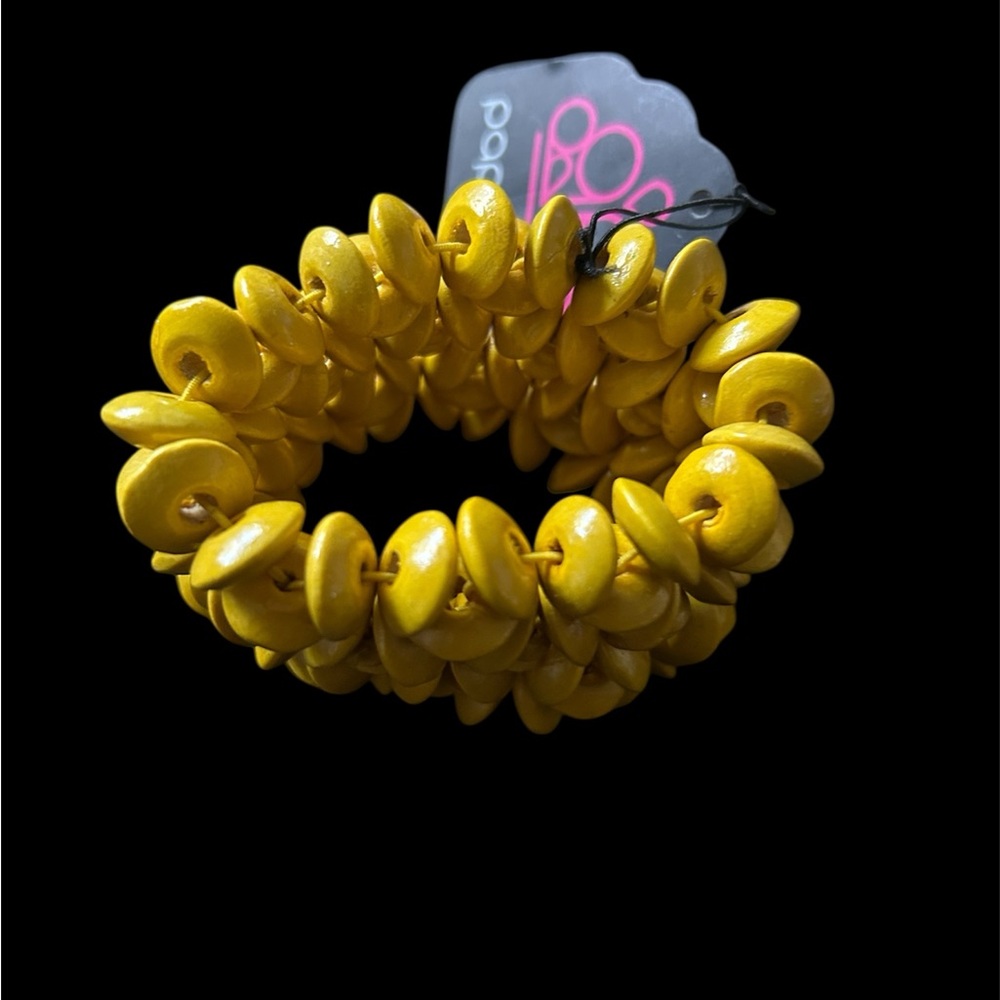 Yellow Beaded Stretch Bracelet